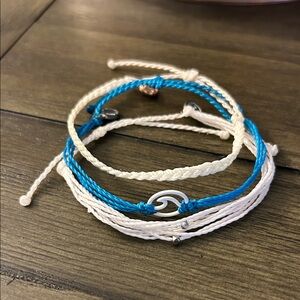 Pura Vida Blue and White Braided Bracelet Set